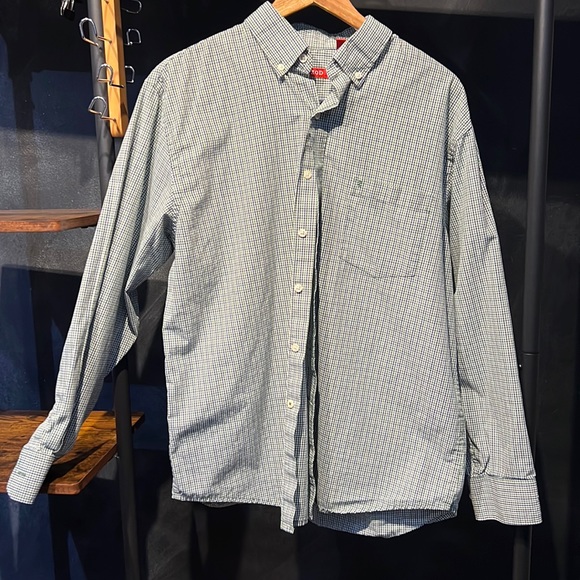 Beautiful Large blue green plaid IZOD dress shirt Quality goods - Picture 1 of 7